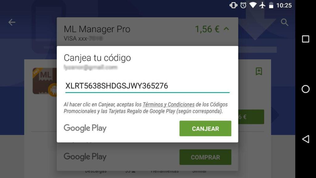 Cómo canjear un código promocional en Google Play