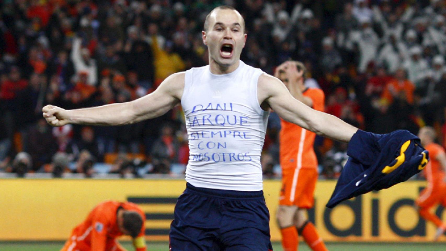 Andrés Iniesta celebra el gol que le dio el Mundial a España en 2010
