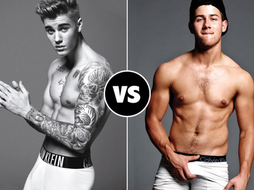 Justin Bieber y Nick Jonas con Calvin Klein