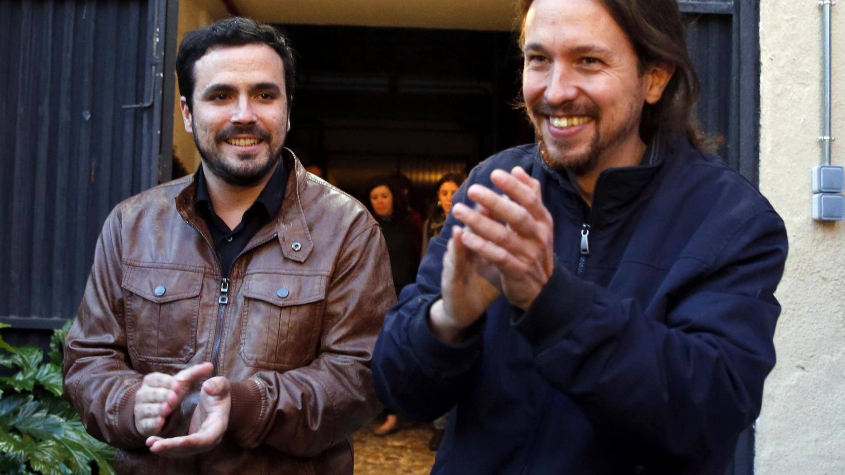 Pablo Iglesias y Alberto Garzón atienden a los medios tras el preacuerdo electoral