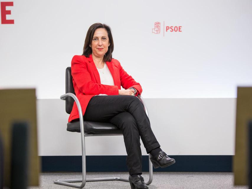 Margarita Robles, en la sede del PSOE.