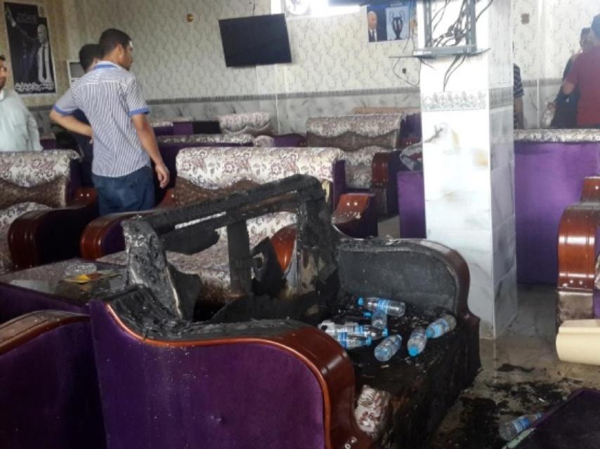 Foto del local tras el atentado.