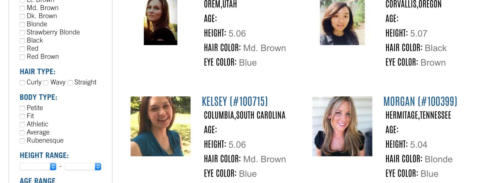 Muestra del catálogo de donantes de óvulos y opciones disponibles