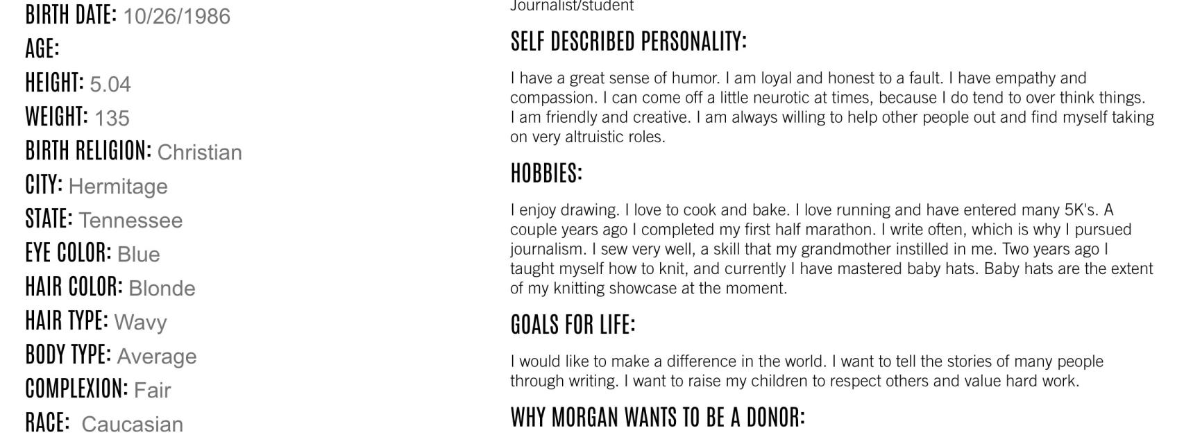 Biografía y características de una donante