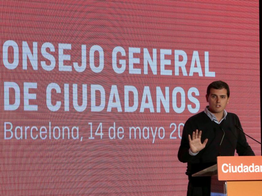 El líder de Ciudadanos, durante su comparecencia de este sábado.