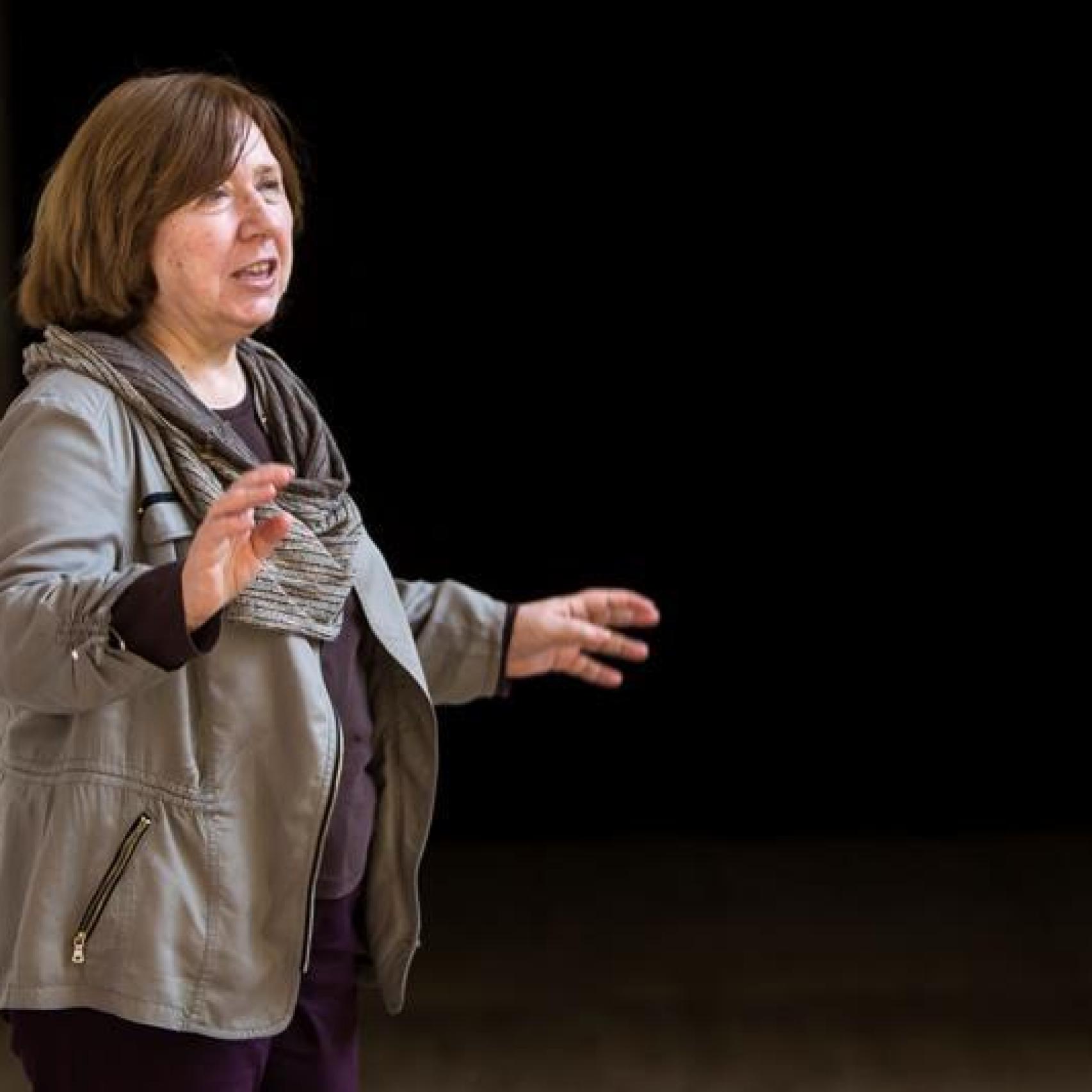 La Nobel de Literatura antes de su intervención en el CCCB.