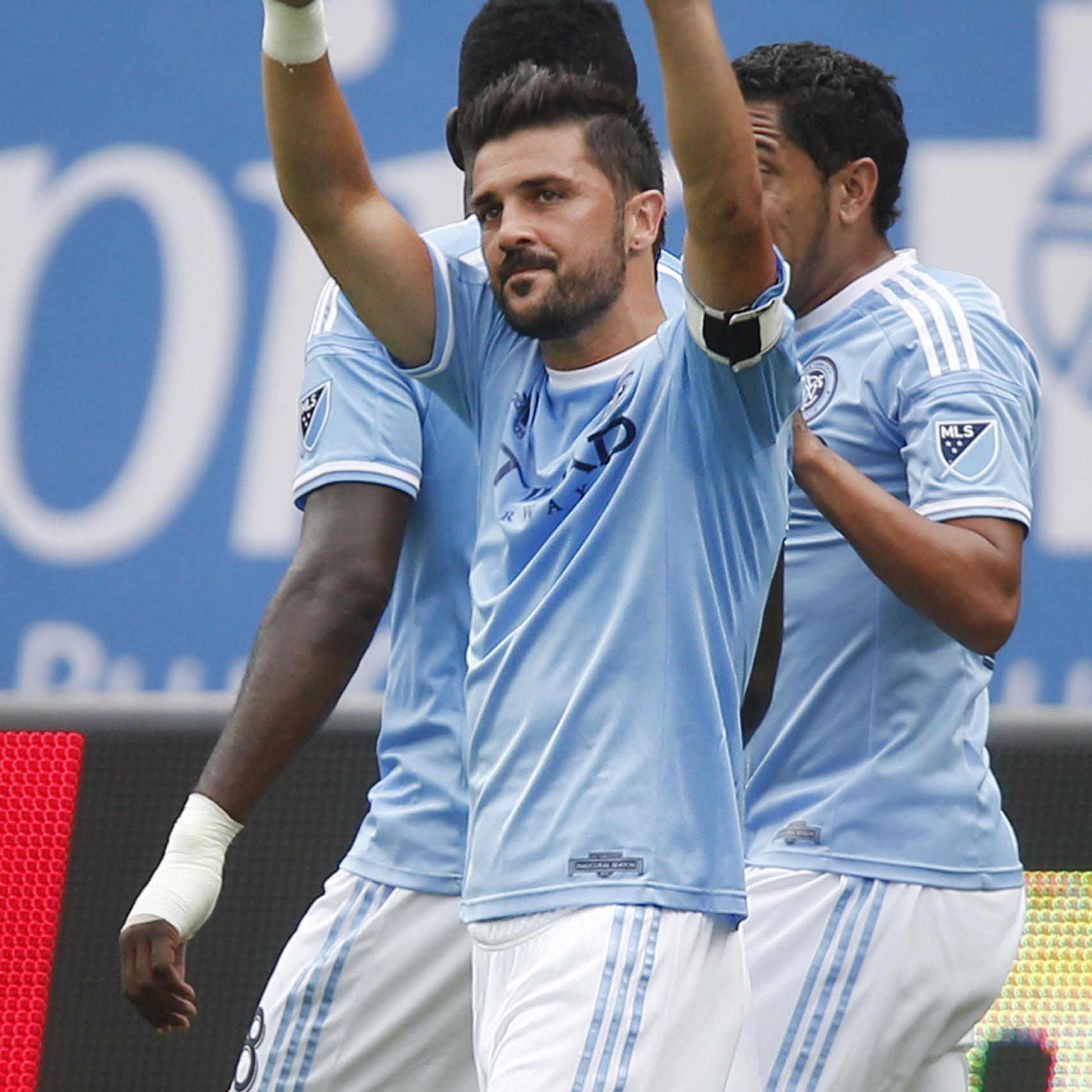 David Villa con su equipo New York City FC en el Yankee Stadium