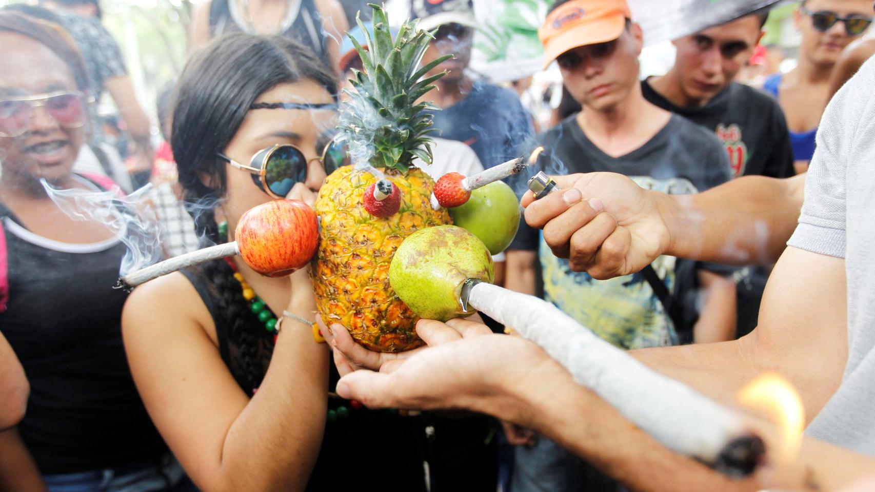 Marcha global a favor de la marihuana en Medellín, Colombia.