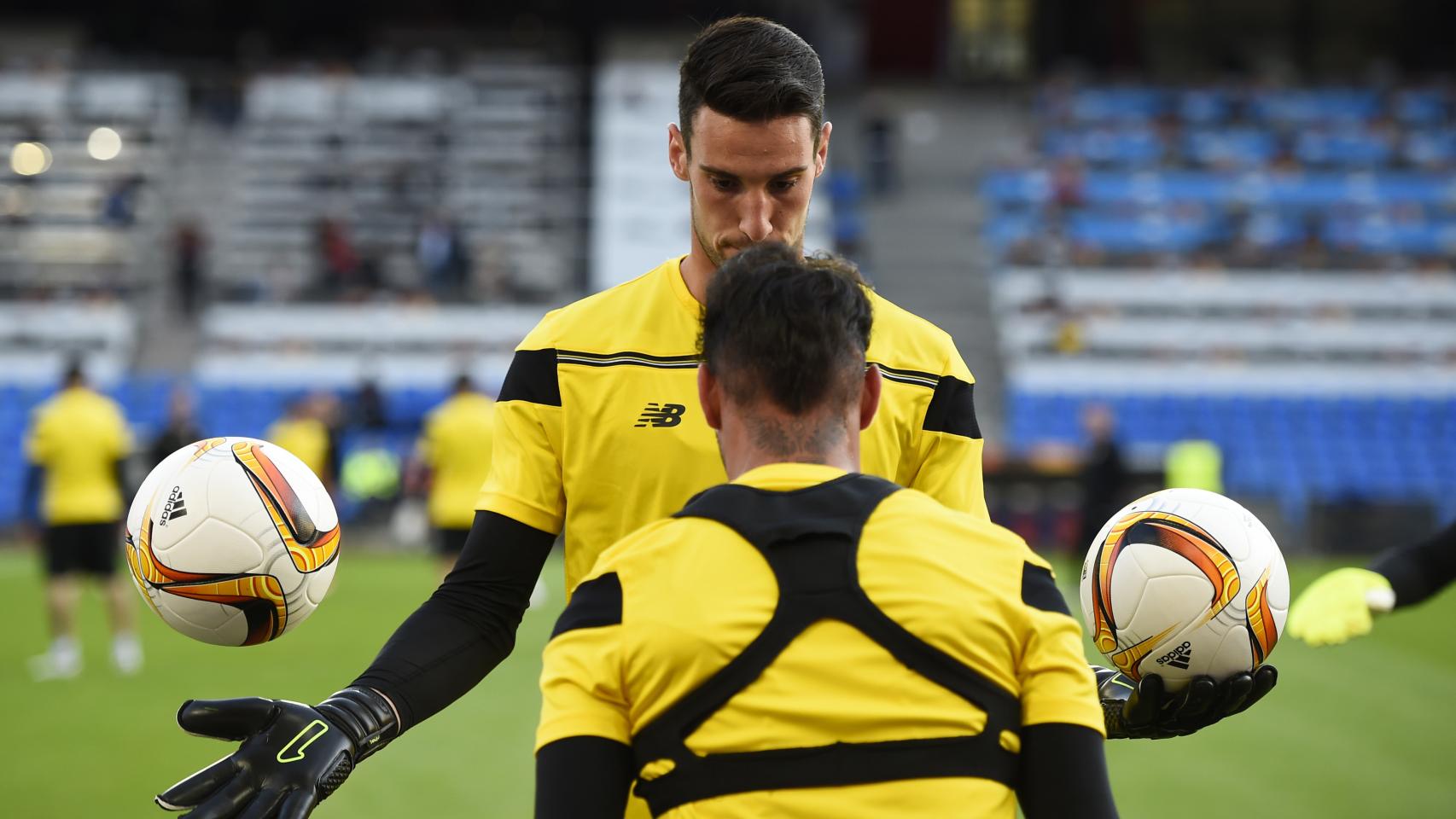 Sergio Rico durante el entrenamiento previo a la final europea.