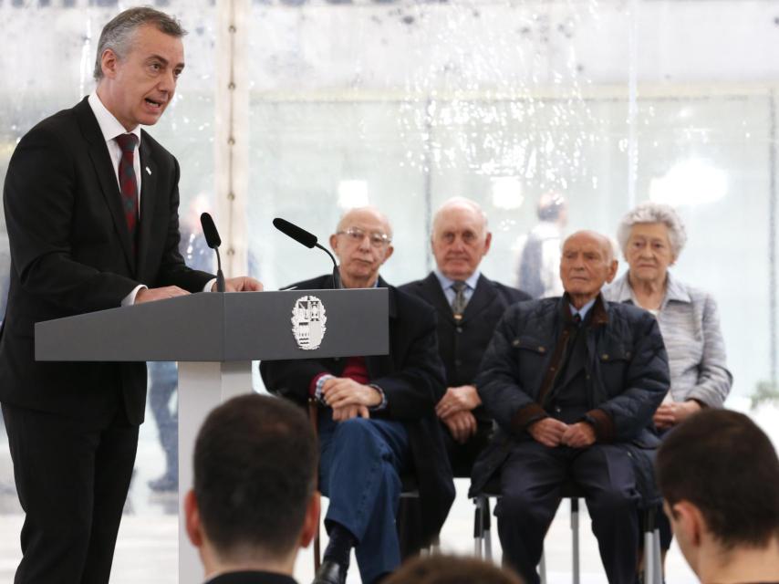 El lehendakari Iñigo Urkullu durante un acto de reconocimiento a las víctimas del franquismo.