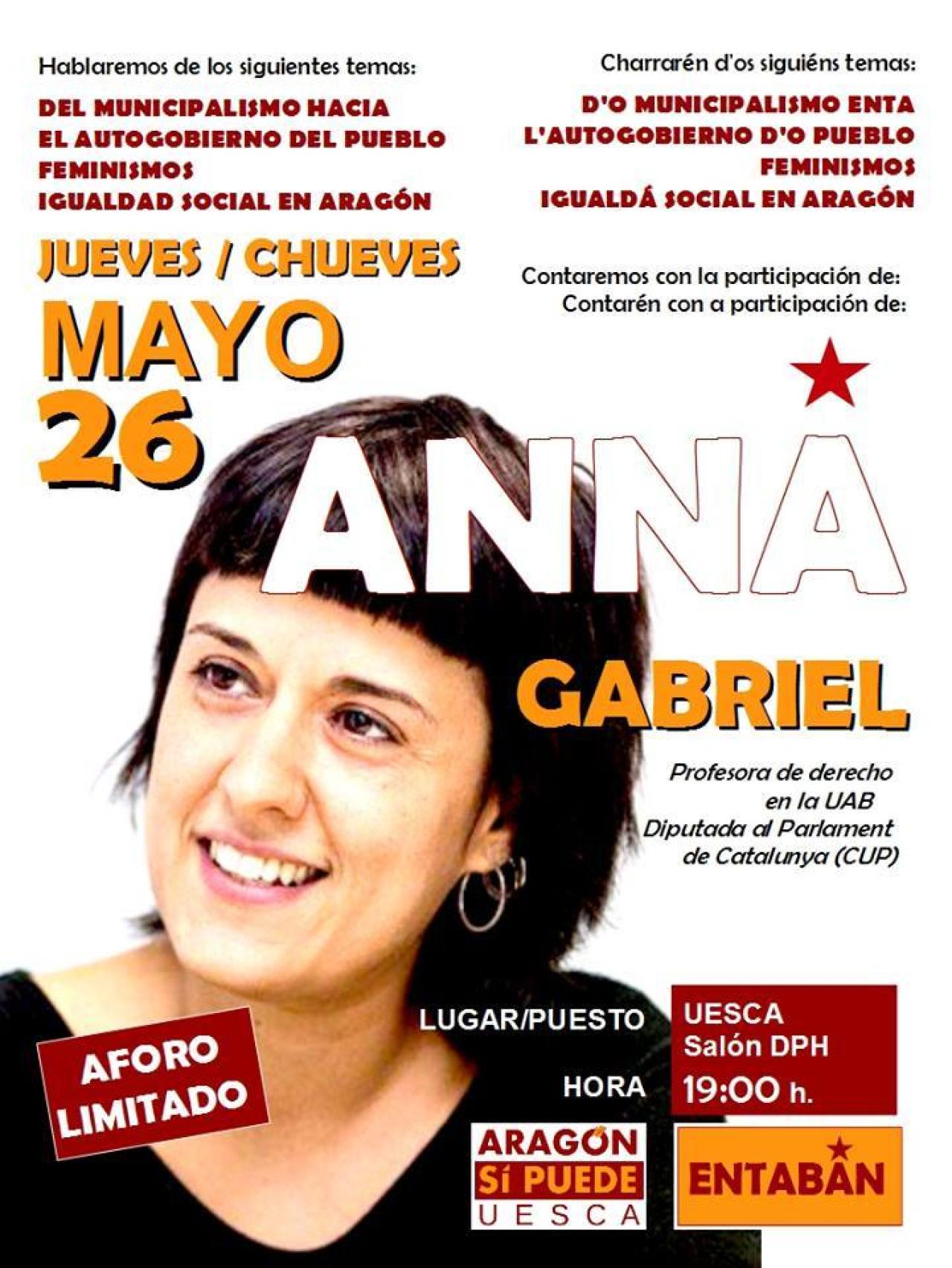 El cartel del mitin de Anna Gabriel.