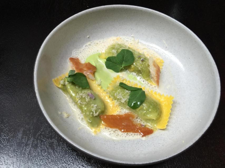 Los tortelli con trucha ahumada