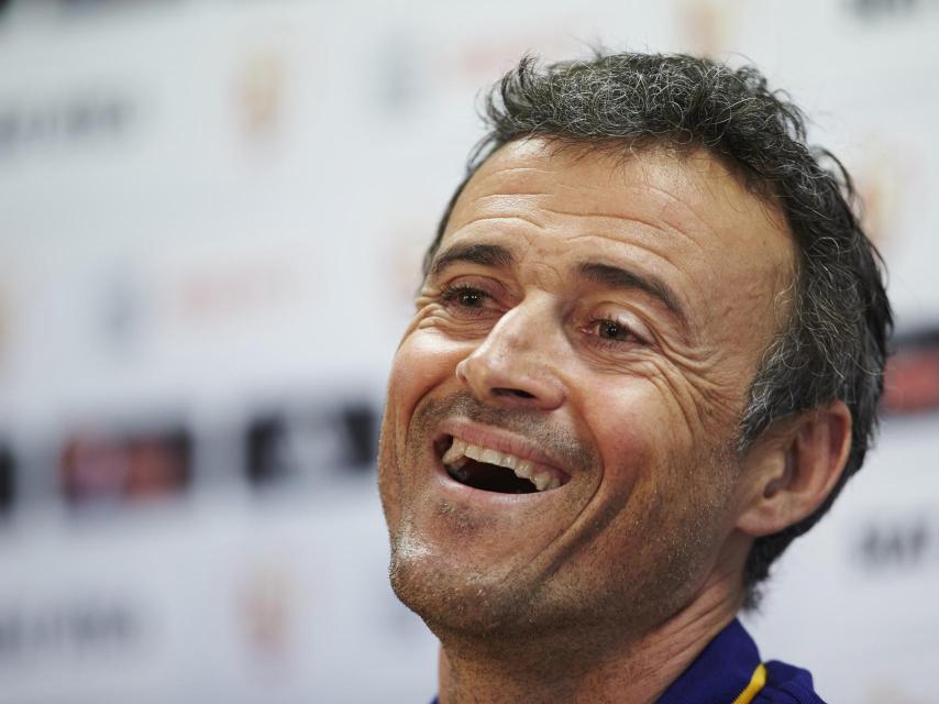 Luis Enrique en la rueda de prensa oficial del Barça antes de la final.