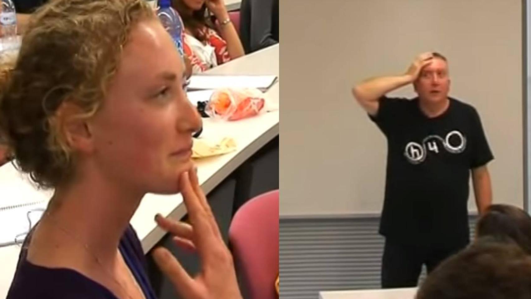 Un momento del vídeo en el que la estudiante interpela a Tree.