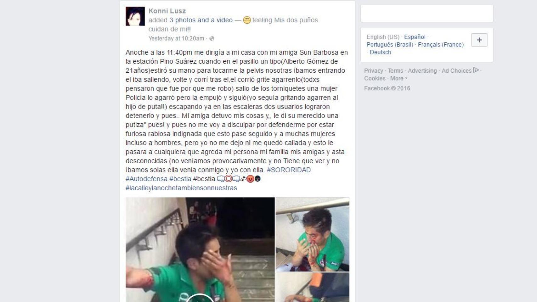 La página de Konni en Facebook antes de desactivarla.