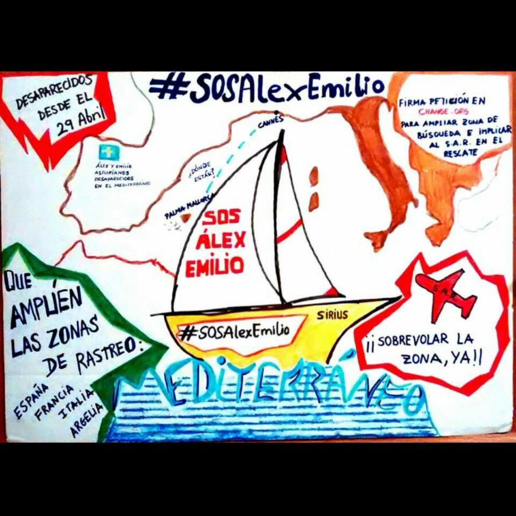 Dibujo difundido por las familias para explicar la situación de Álex y Emilio.