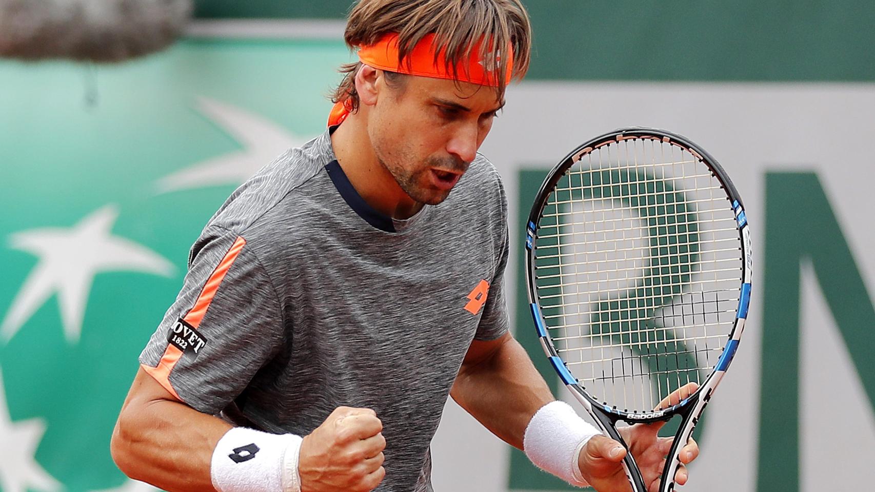 David Ferrer celebra un punto ante el ruso Donskoy.