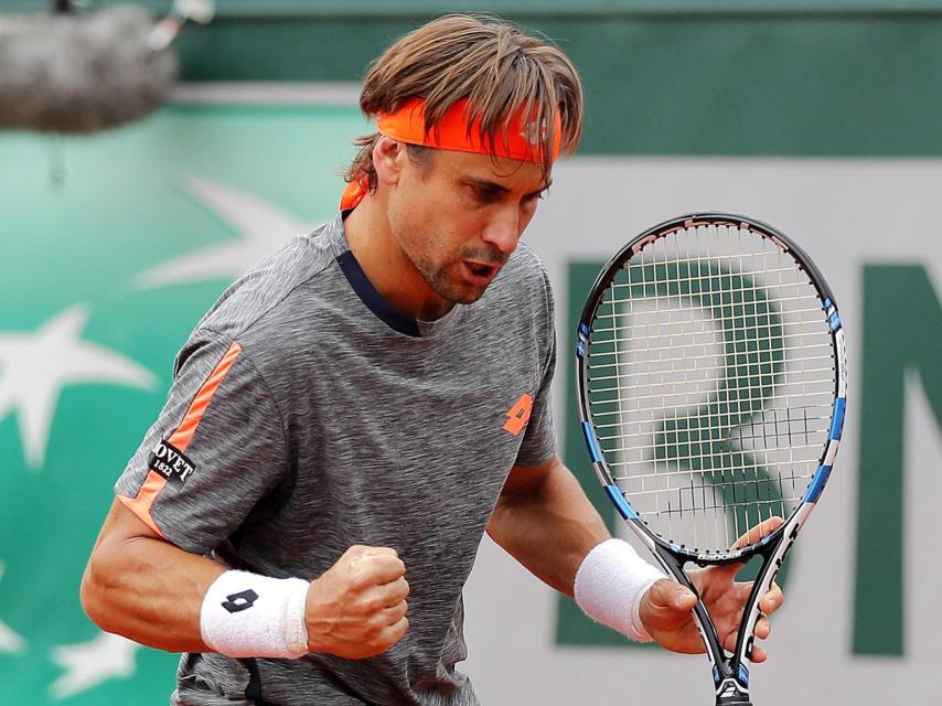 David Ferrer celebra un punto ante el ruso Donskoy.