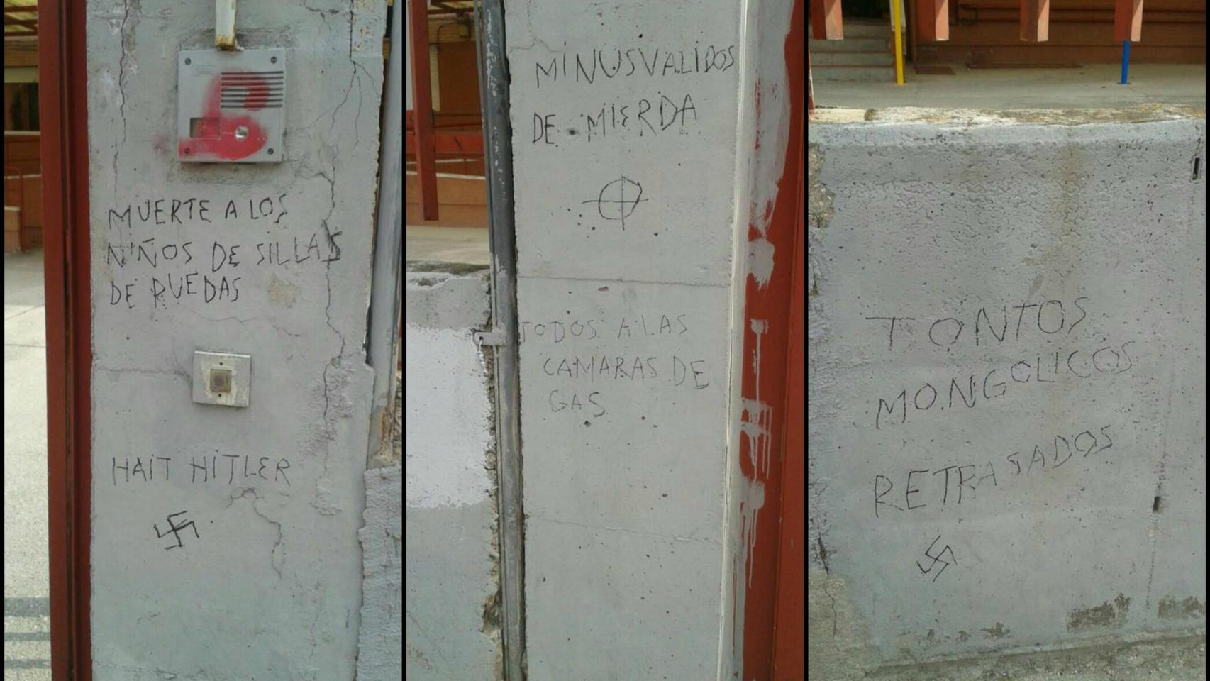 Pintadas en el colegio de Educación Especial Juan XXII de Fuenlabrada (Madrid)