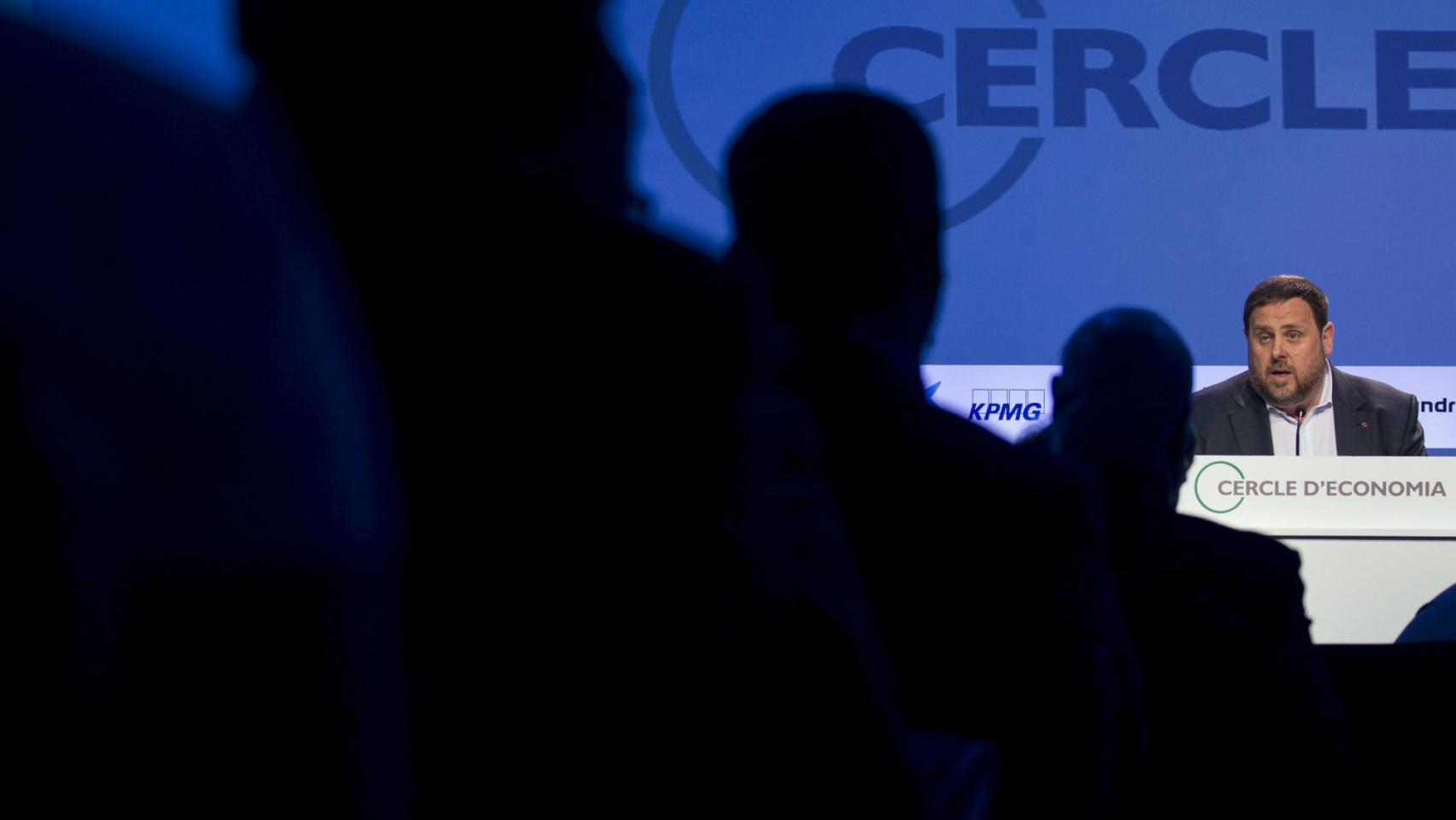 Junqueras, durante su ponencia en Sitges.