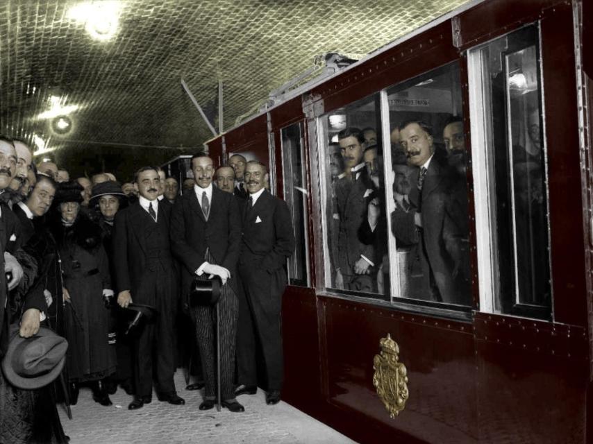 Inauguración del Metropolitano con Alfonso XIII, en 1919.