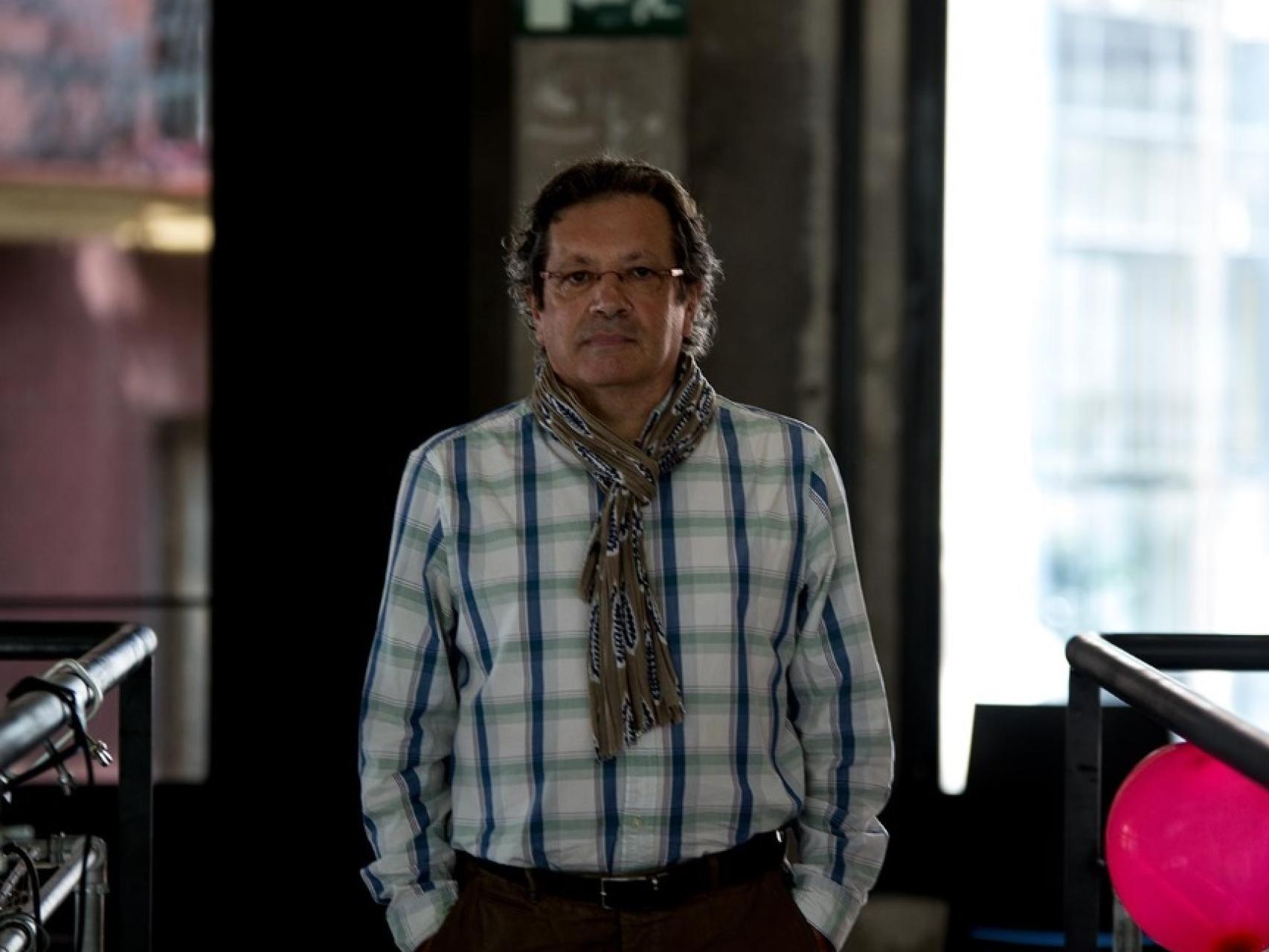 Santiago Eraso durante la entrevista, en Media Lab Prado.