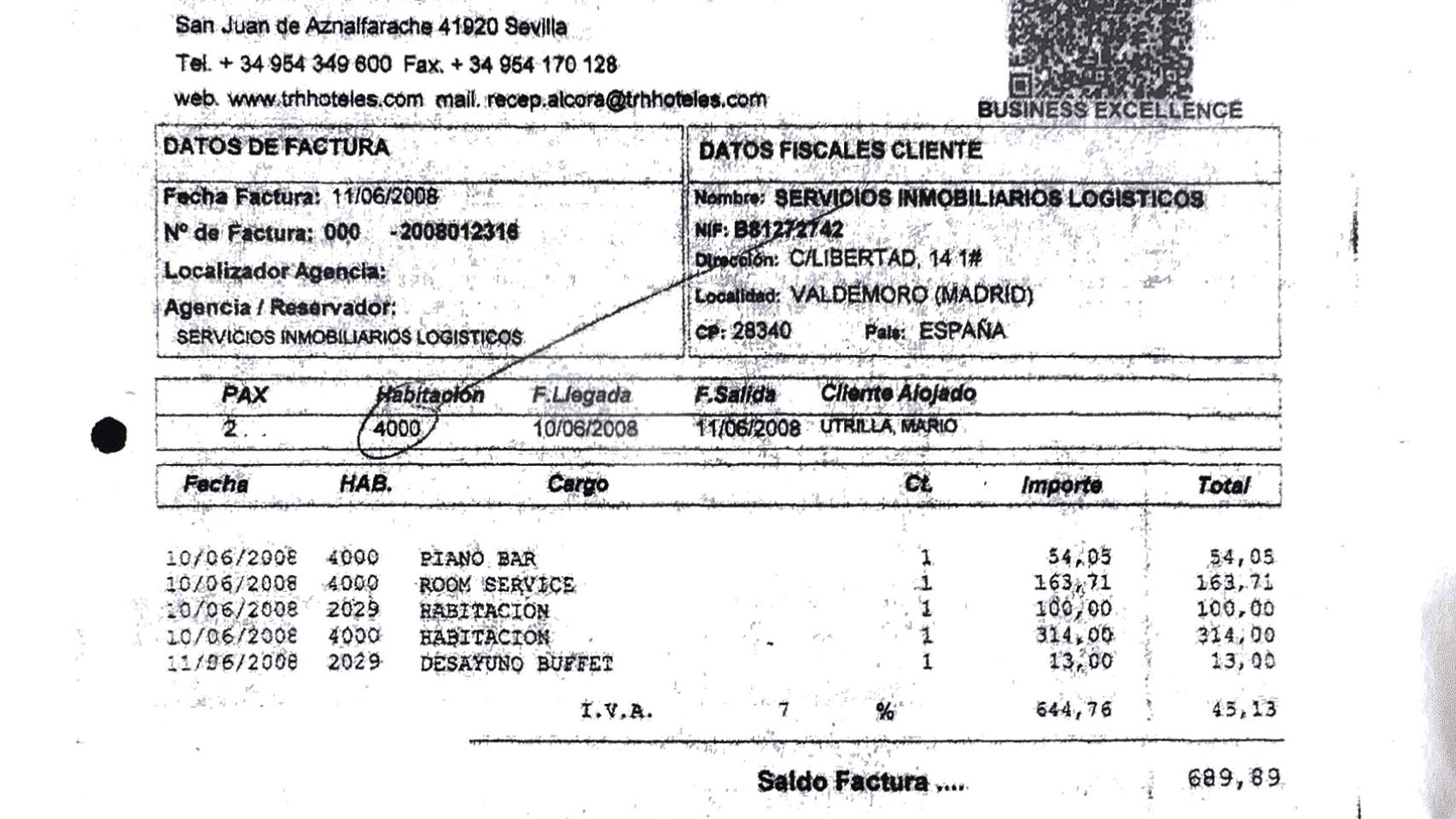 Púnica pagó una noche en suite nupcial y el piano bar al alcalde de Sevilla la Nueva