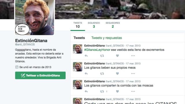 Cuenta de Twitter @anti_gitanos
