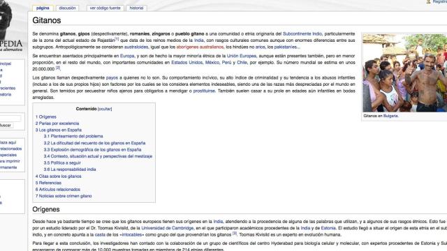 Captura de pantalla de una web que imita a la Wikipedia