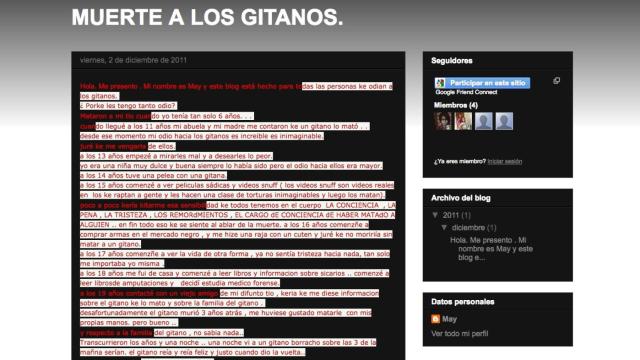La web 'Muerte a los Gitanos' sigue activa pese a las denuncias