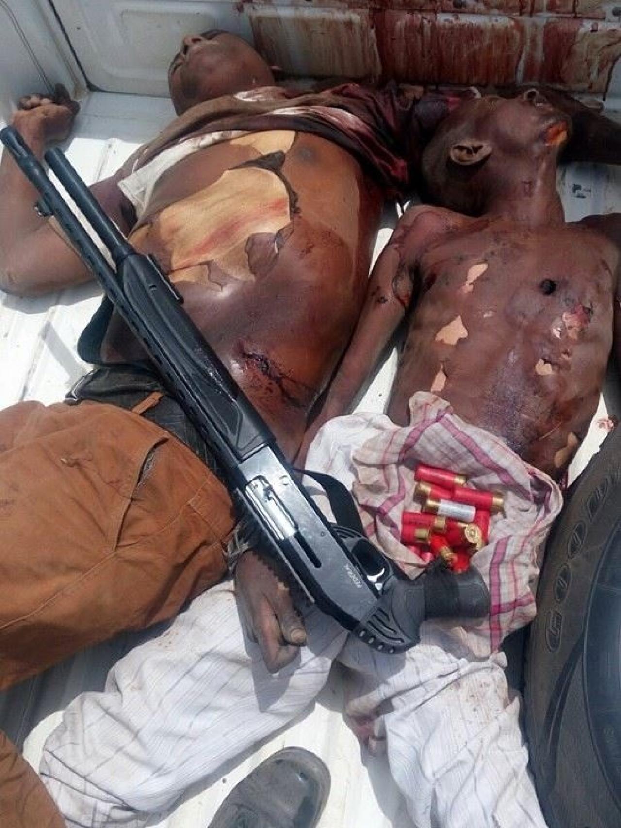 Terroristas de Boko Haram ejecutados en el segundo ataque en el que participó el mercenario anónimo.