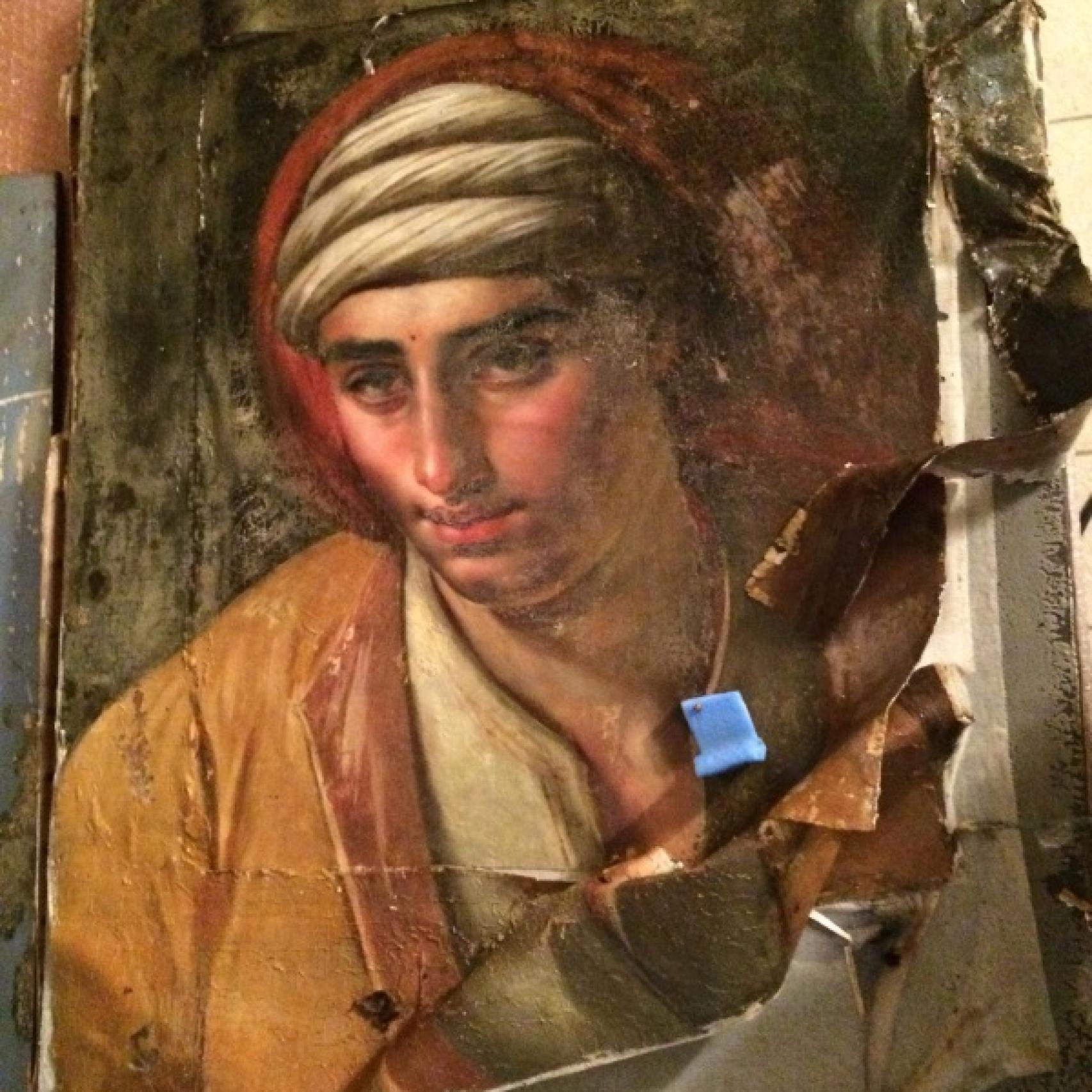 Una de las obras perjudicadas por la inundación de la cámara.