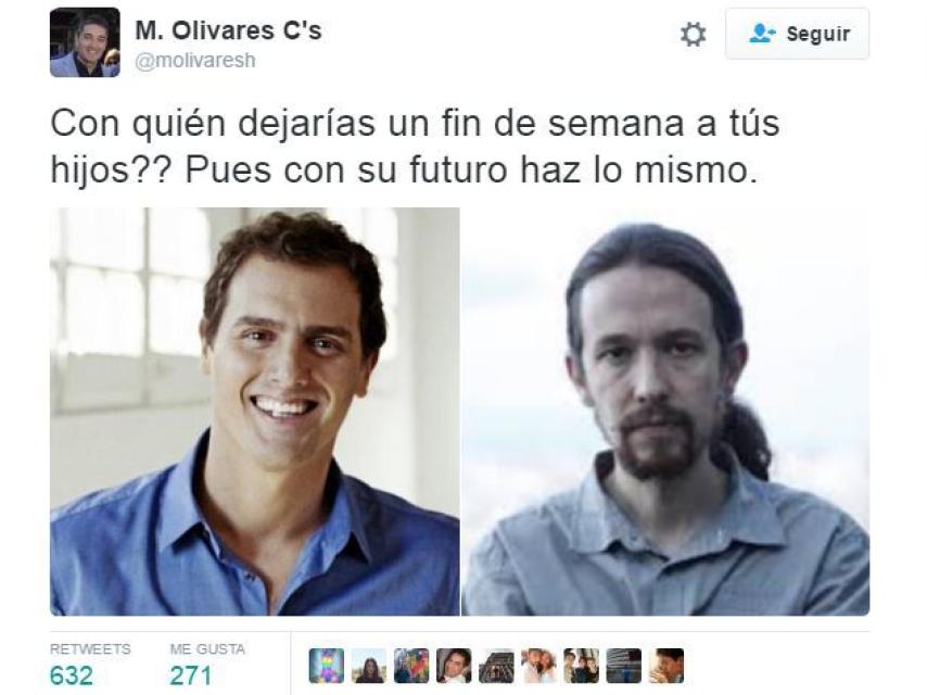 El tuit del concejal Olivares.