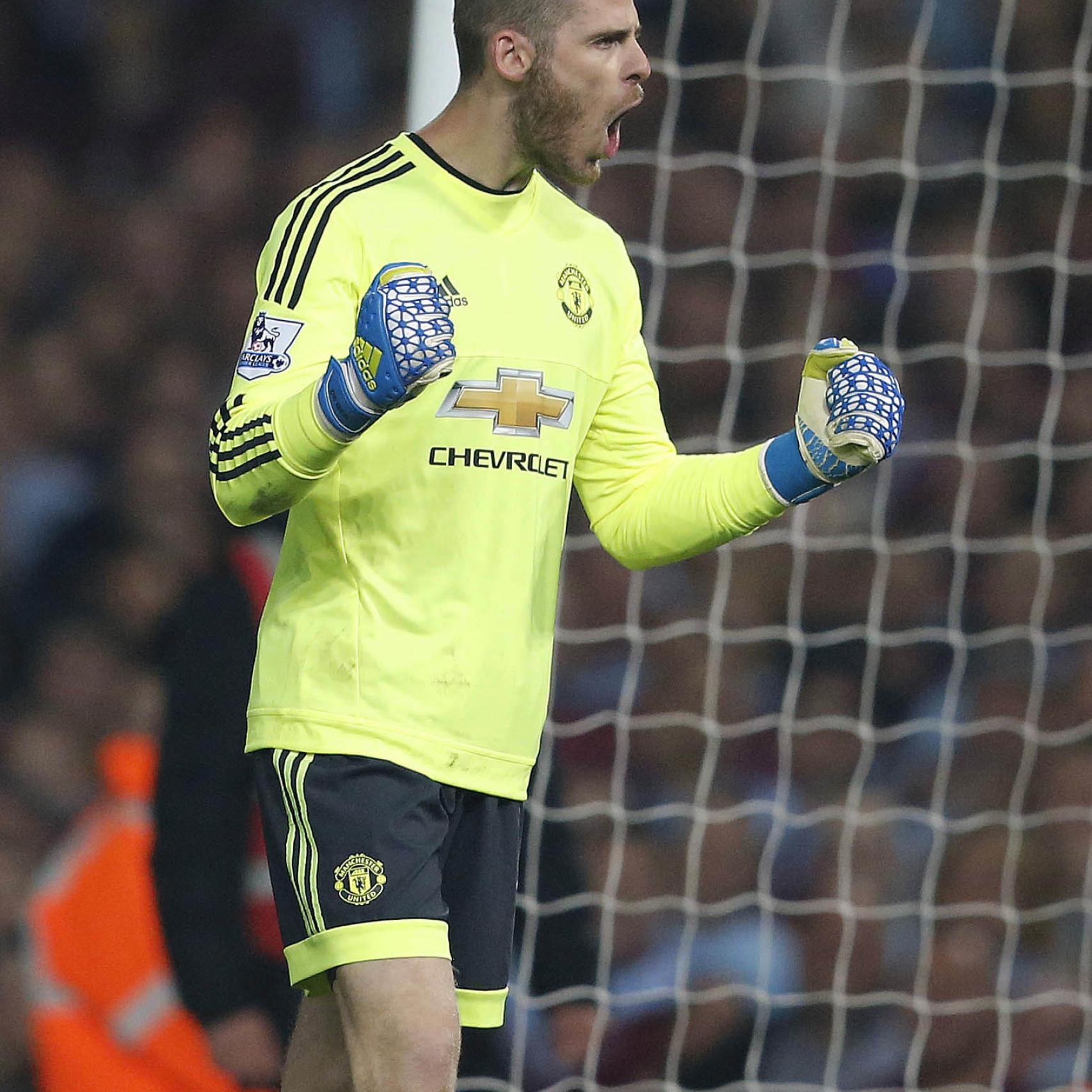 De Gea celebra un gol del Manchester