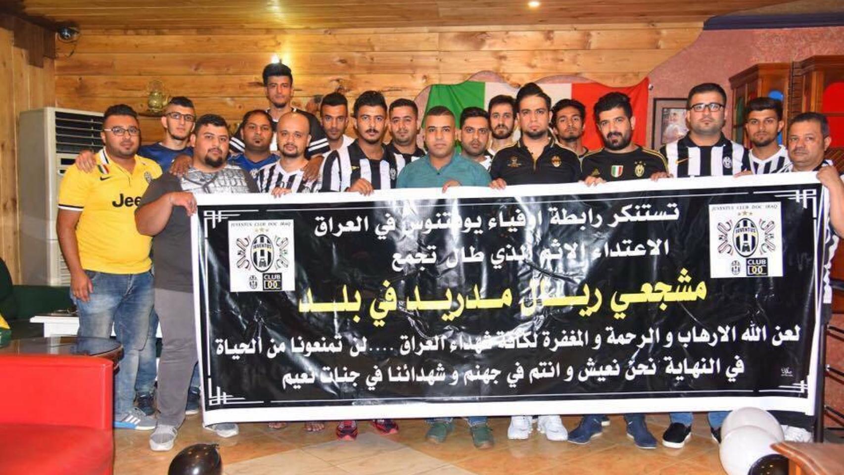 La peña madridista Iraq Blankos.