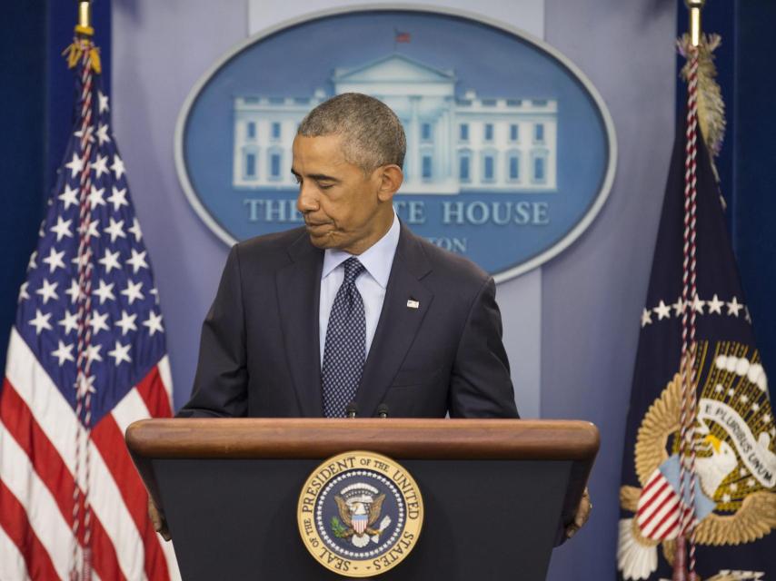 Barack Obama durante su intervención ante los medios.