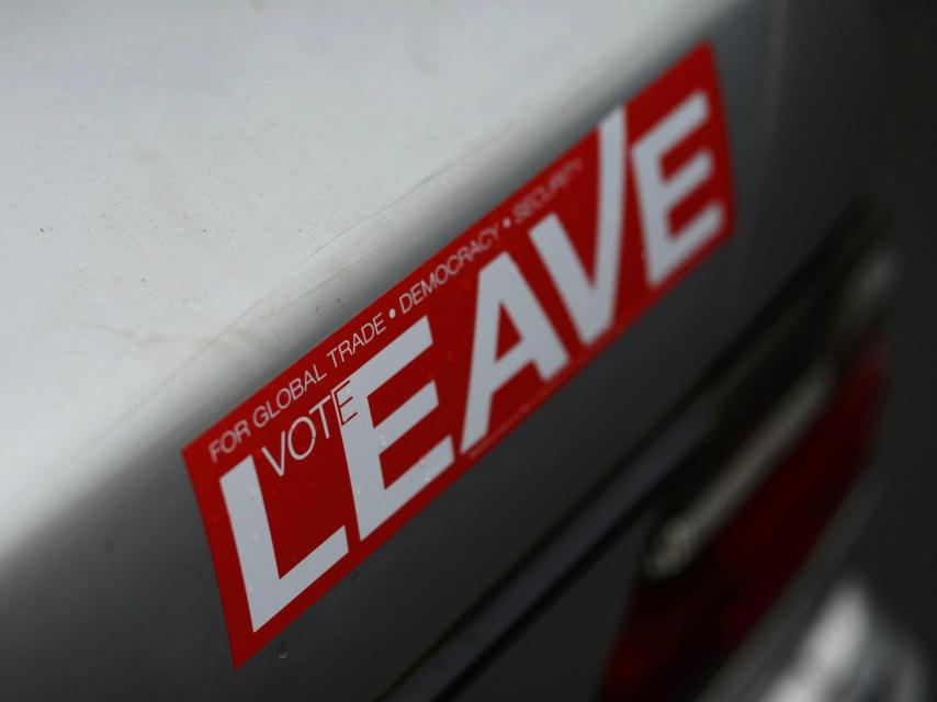 Una pegatina de apoyo al 'brexit'.