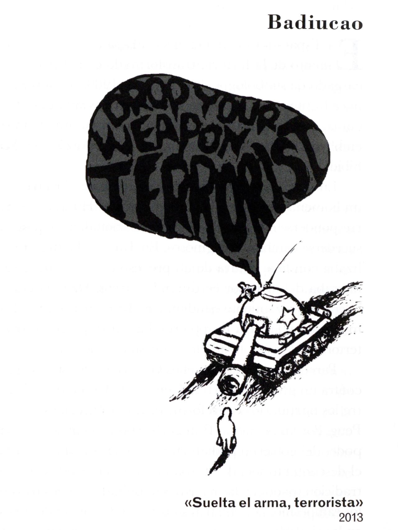 Badiucao duda, con esta imagen, de la versión del gobierno chino del atentado del 28.10.2013.