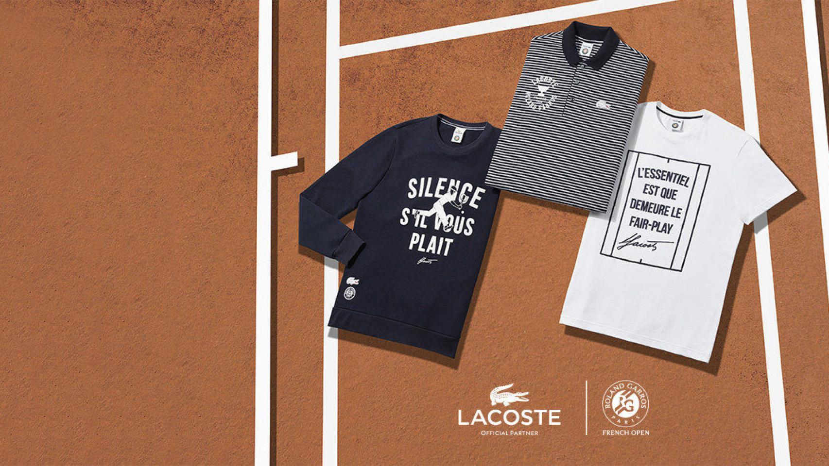 En una de las prendas se aprecia la silueta obtenida de la foto mítica de René Lacoste que abre este artículo.