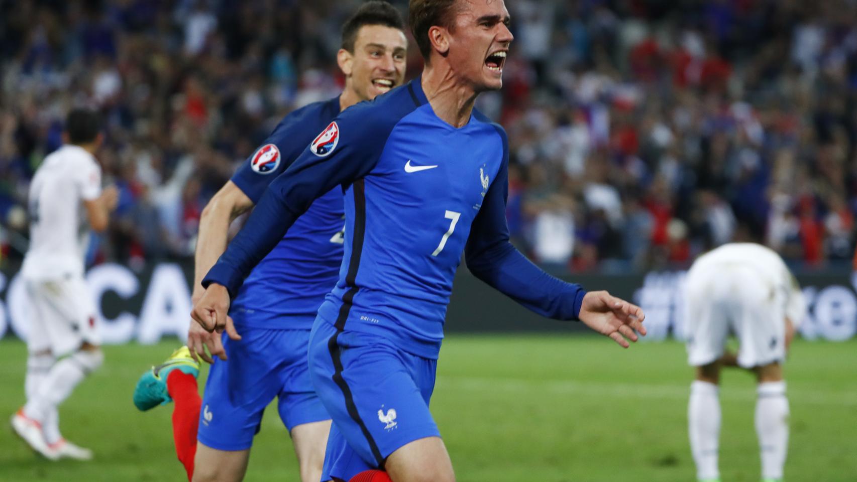 Griezmann celebra su gol ante Albania.