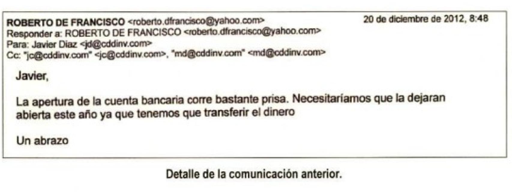 Correo electrónico de los gestores de Marjaliza.