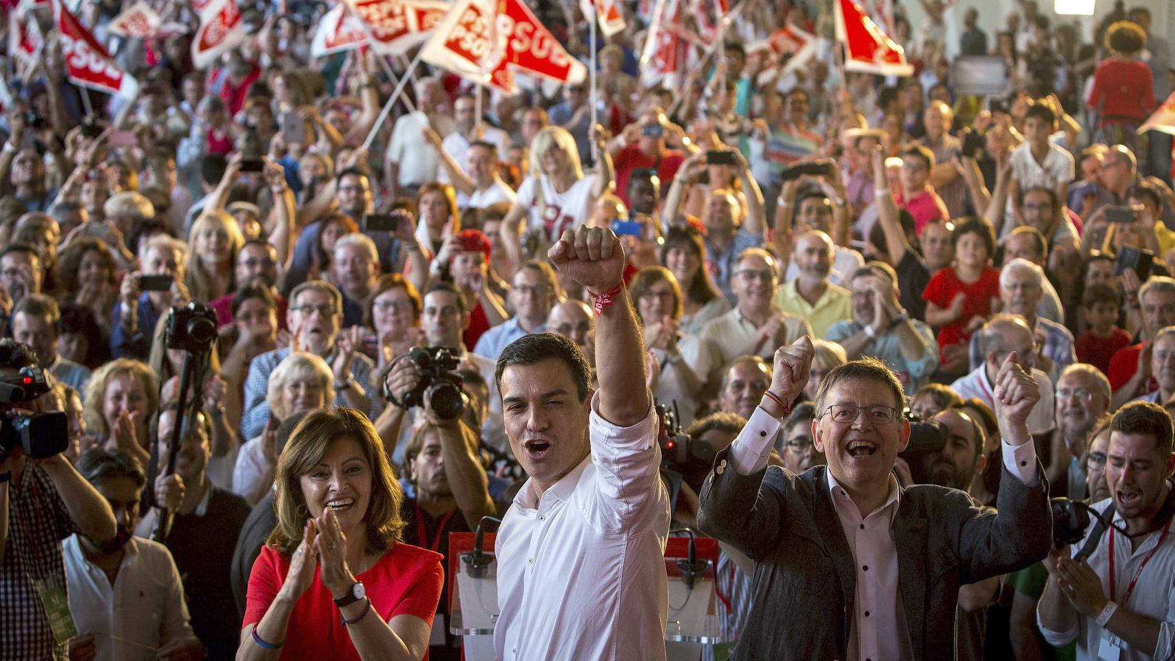 Sánchez , durante su mitin en Valencia.
