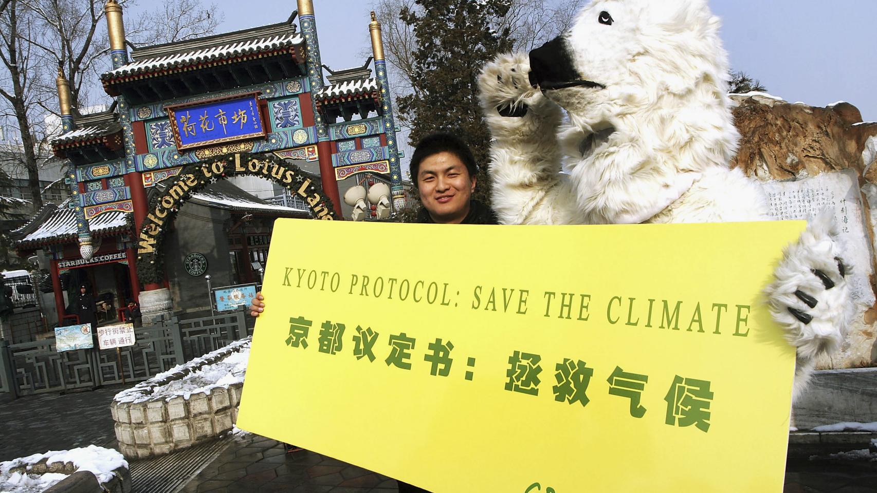 Manifestación a favor del protocolo de Kioto