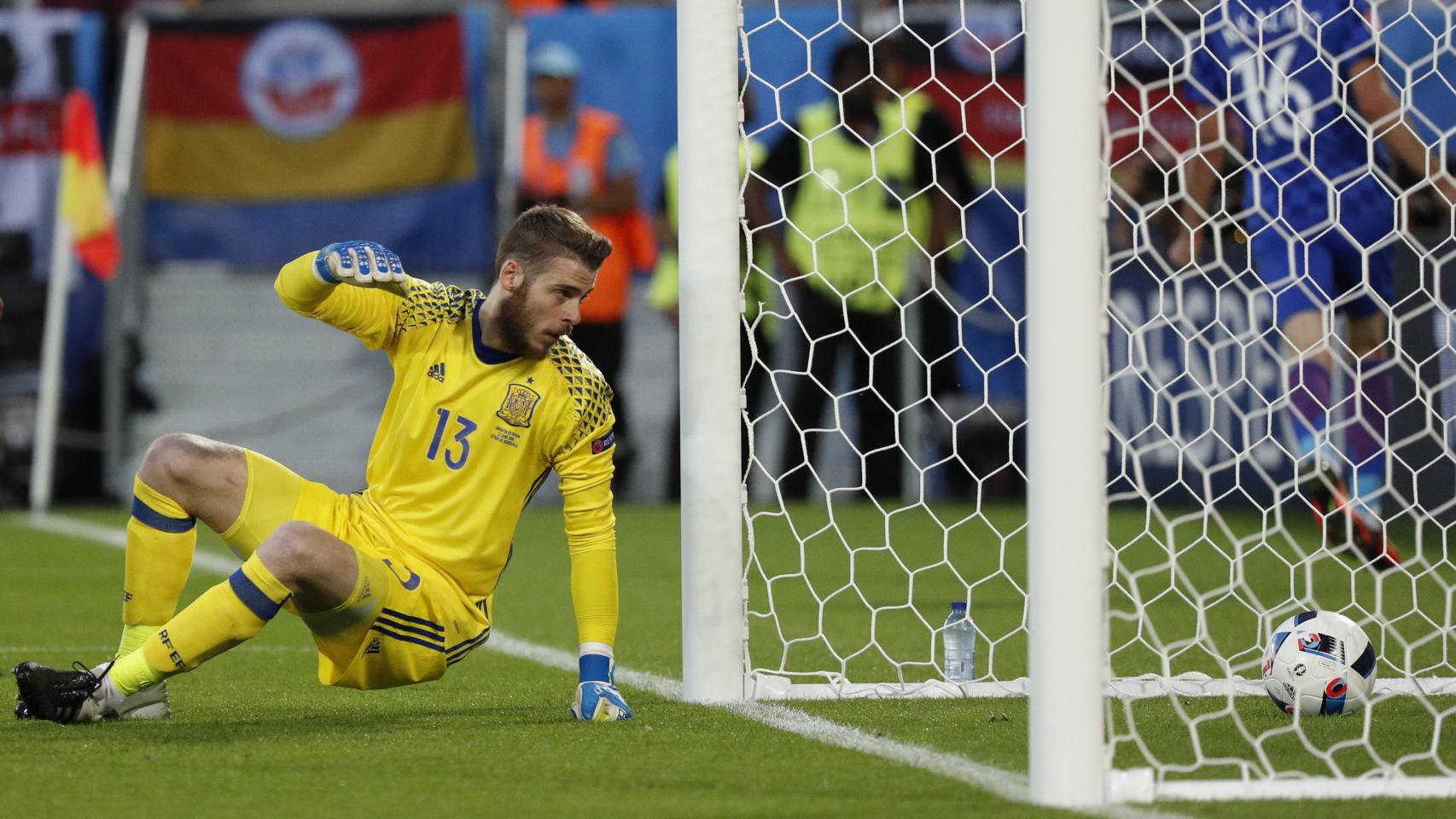 David de Gea en la jugada del primer gol croata.
