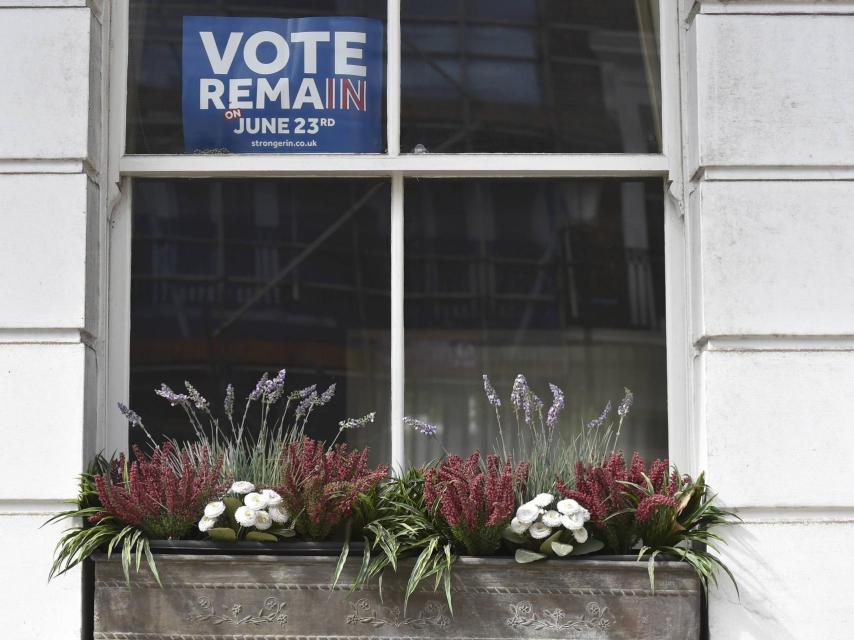 Uno de los carteles a favor de la permanencia en la UE en una casa de Chelsea en Londres.