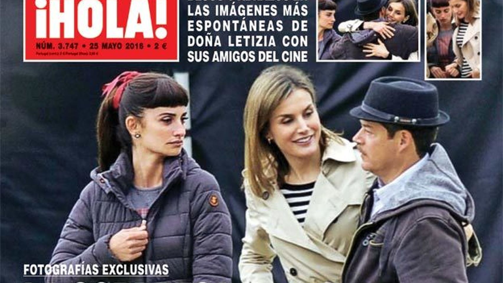 La reina Letizia visitando a Penélope Cruz en un rodaje