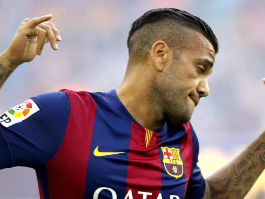 Dani Alves, en la celebración del Barcelona.