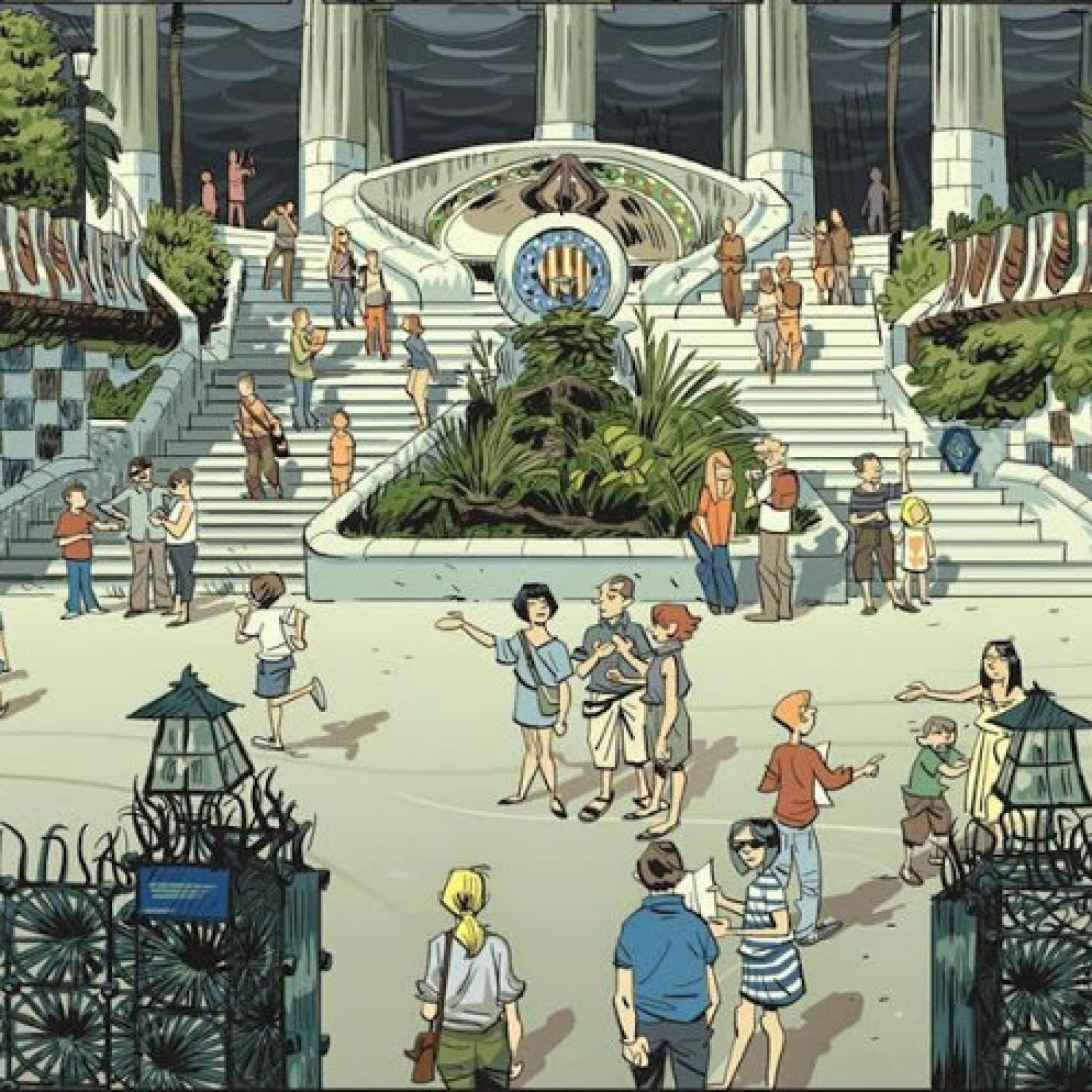 Una de las viñetas de El fantasma de Gaudí.