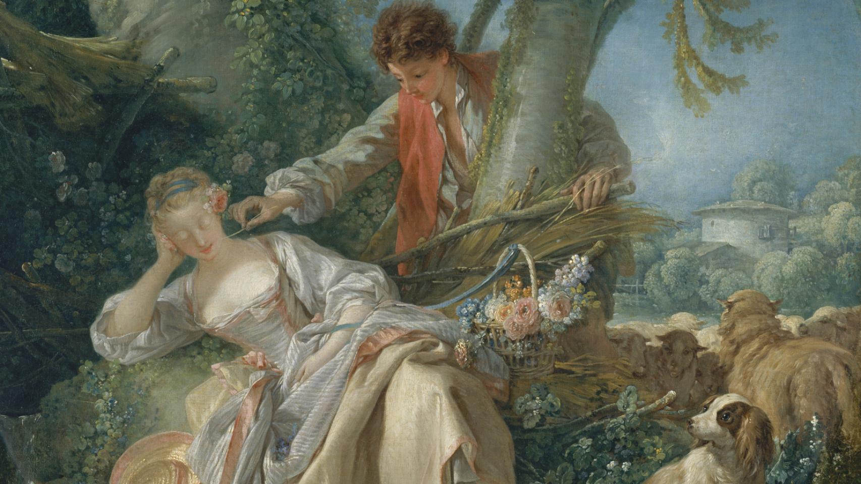 El cuadro Le sommeil interrompu (El sueño interrumpido) de  François Boucher.