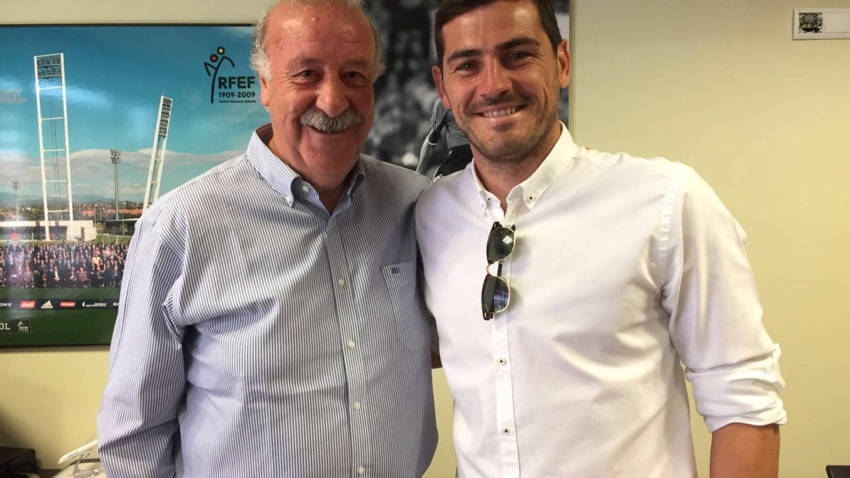 Casillas y Del Bosque se reencuentran en la Ciudad del Fútbol